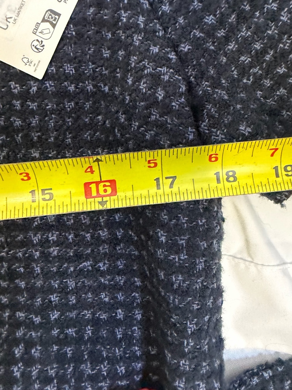 Zara NWT Belted Tweed Mini Dress Large Navy Gray Textured Short Sleeve - Picture 4 of 9